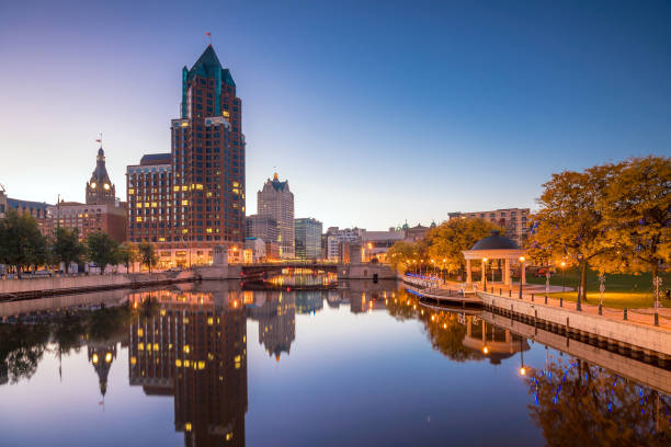 istock Downtown Milwaukee skyline in USA 868971404
