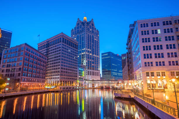 istock Downtown Milwaukee skyline in USA 868971452