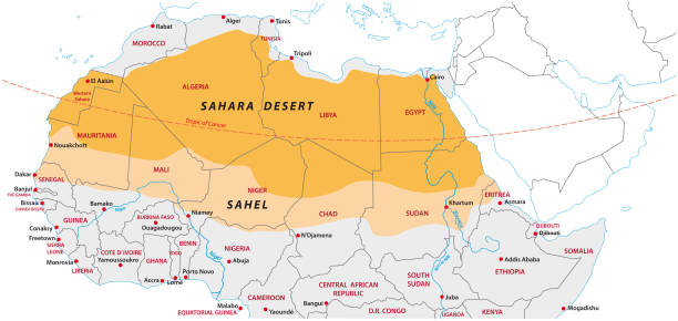 Sahara and Sahel map Sahara and Sahel vector map sahel stock illustrations
