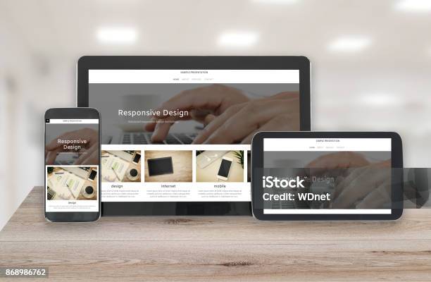 Responsive Design Technology Stock Photo - Download Image Now - Template, Web Page, Digital Tablet