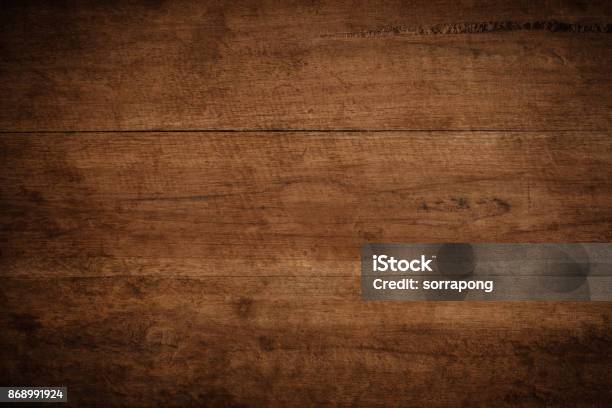Old Grunge Dark Textured Wooden Background The Surface Of The Old Brown Wood Texture Stock Photo - Download Image Now
