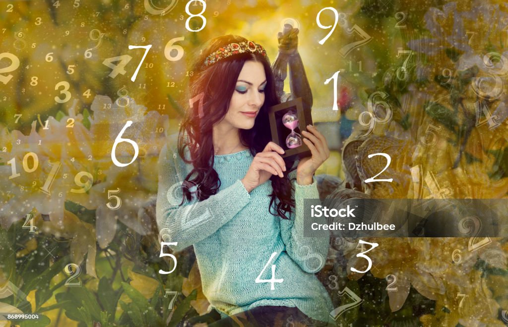 Woman and numerology Adult Stock Photo