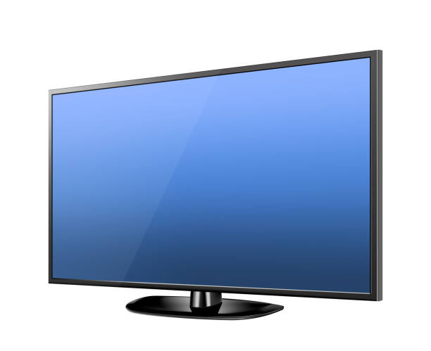 realistyczny ekran telewizora. nowoczesny stylowy panel lcd, typ led. wizualizacja ekranu dużego monitora komputera - television flat screen plasma high definition television stock illustrations