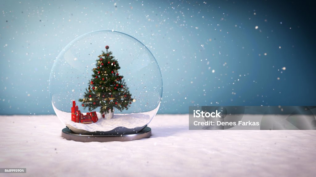 Bola de nieve con un árbol de Navidad dentro - imágenes de Stock - Foto de stock de Bola de cristal con nieve libre de derechos