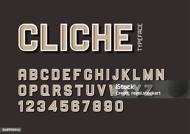 Conception De Police Bold Décorative Pour Le Vecteur Cliche Alphabet Fonte T Vecteurs libres de droits et plus d'images vectorielles de Police de caractère