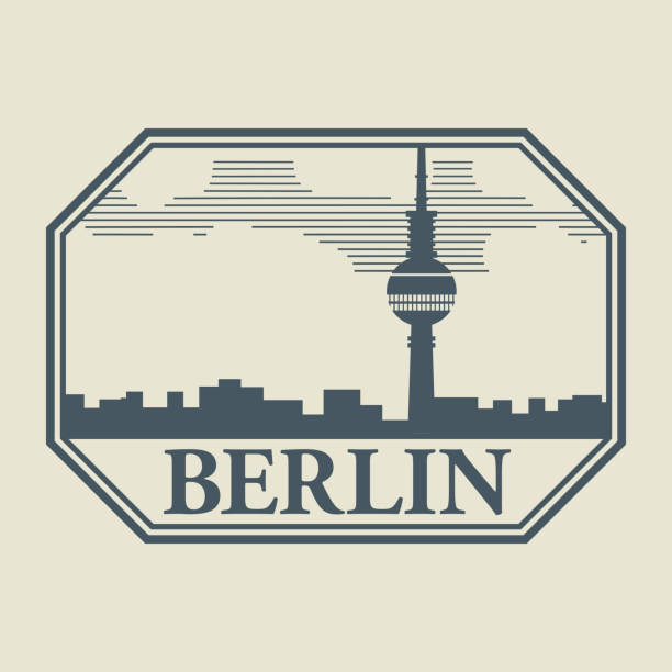 stempel oder aufkleber mit wort berlin im inneren - berlin alexanderplatz stock-grafiken, -clipart, -cartoons und -symbole