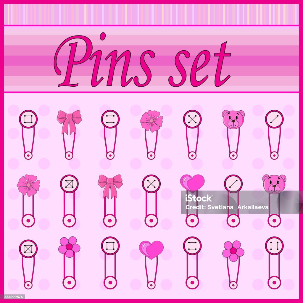 Baby Pin Vector Simple Baby Pins Set 1 Isolated In Vector Eps Stock Illustration - Download ...