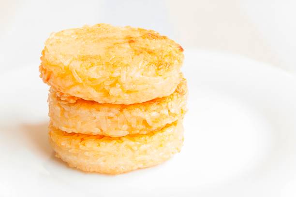 Sticky rice with egg fried,thai food style,Egg fried rice, grilled sticky rice dipped egg
