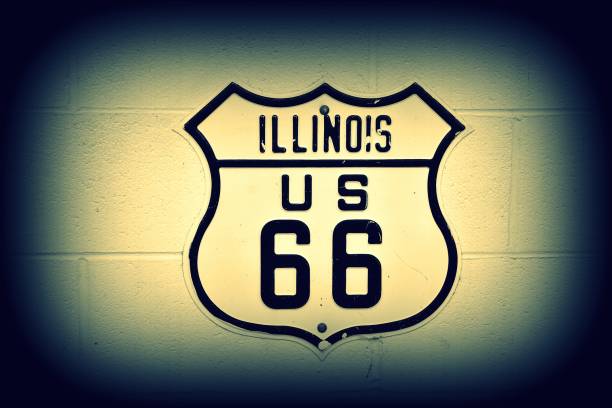 Historic U.S. old Route 66 sign in Illinois.