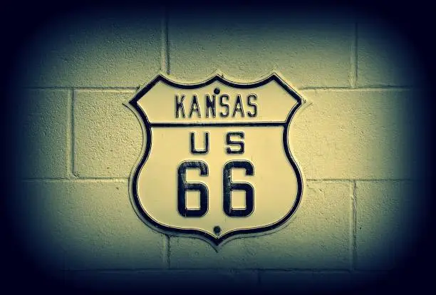 Photo of Route 66 sign in Kansas.