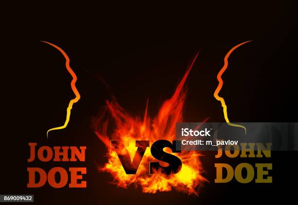 Vs Comparison Of A Vector Background With A Fiery Flame Stock Illustration - Download Image Now