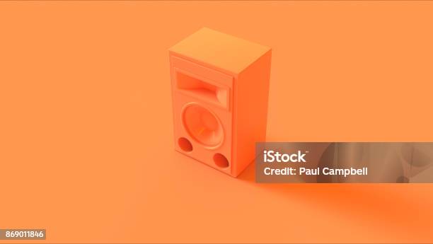 Orange Peach Speaker Isolate Stock Photo - Download Image Now - Speaker, Three Dimensional, Music