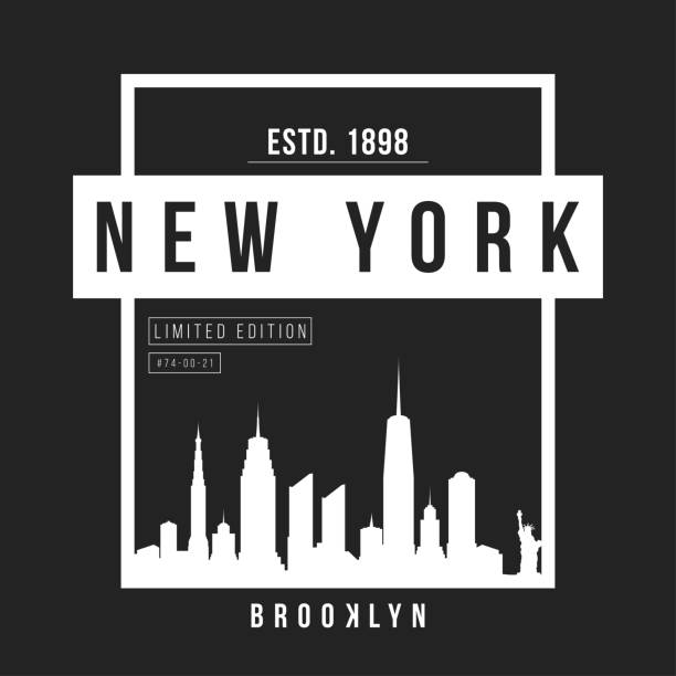 New York, Brooklyn typography for t-shirt print. New York City skyline for tee graphic. T-shirt design New York, Brooklyn typography for t-shirt print. New York City skyline for tee graphic. T-shirt design. Vector basketball sport street silhouette stock illustrations