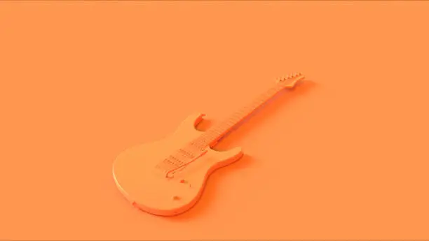 Orange / Peach Electric Guitar / 3d illustration / 3d rendering