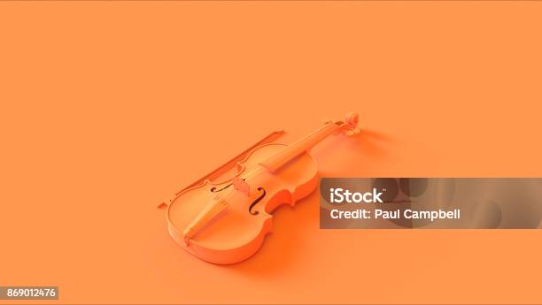 Orange Peach Violin Stock Photo - Download Image Now - Violin, Three Dimensional, Color Image
