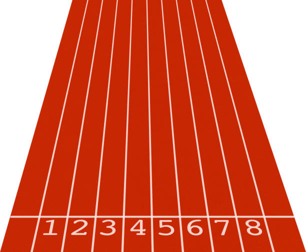 red gravel running track with numbers.