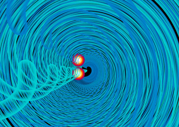 beautifull 3d illustration of two Gravitational Waves.