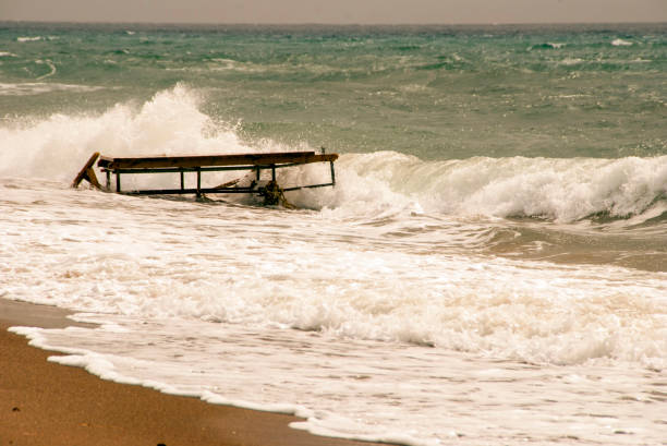 Breaking waves on a jetty