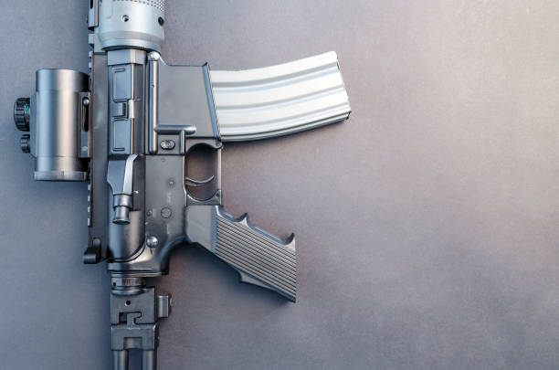 istock Metal weapon on black background 869033002