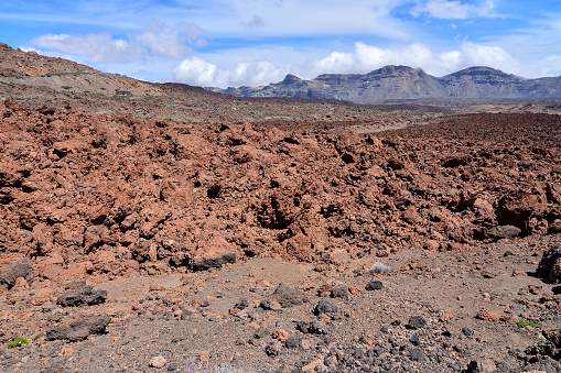 Desert valley at foot of the volcano Teide on Tenerife Canary Islands Spain