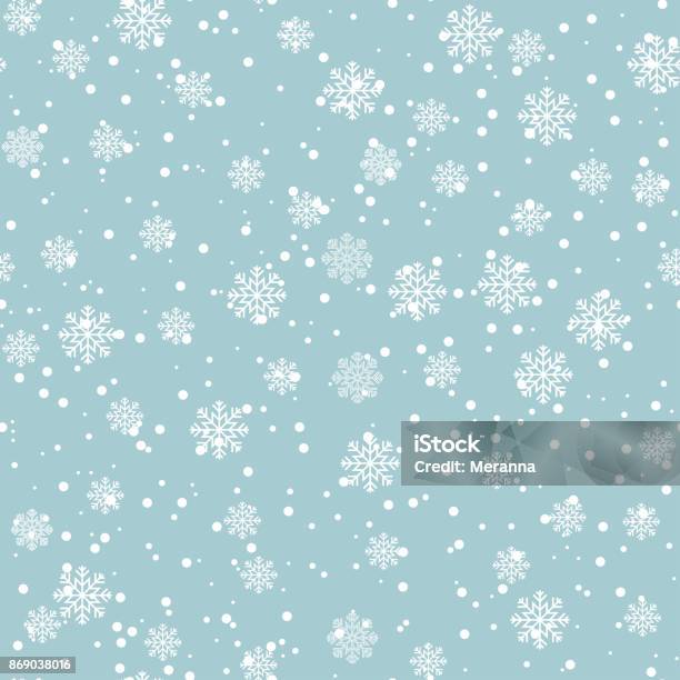 Abstract Seamless Pattern With Snowflakes Dotted Winter Background For Xmas And New Year Design Stock Illustration - Download Image Now