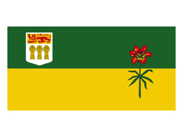 ilustraciones, imágenes clip art, dibujos animados e iconos de stock de bandera de saskatchewan - saskatchewan province canada flag