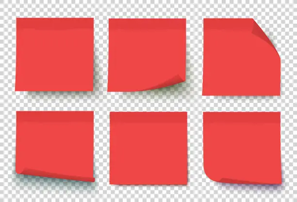 Vector illustration of Red vector post sticky notes.