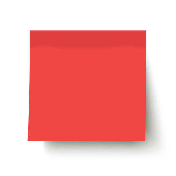 Note Post Red Realistic Sticky Note Isolated On Blank Background Illustrations ...