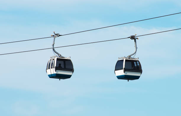 istock Passenger cable way cabins in the sky. 869050348