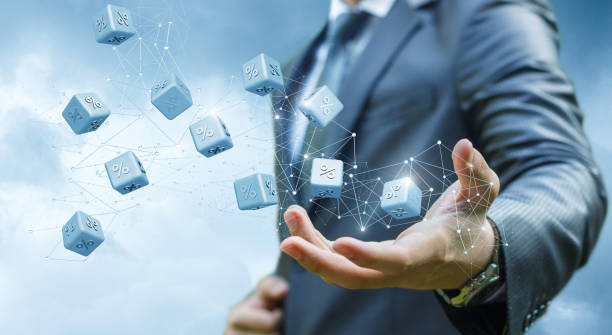 istock Businessman throws up interest in the network against the sky. 869053218