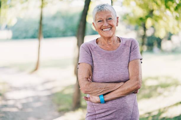 istock Cheerful senior sportswoman 869056856