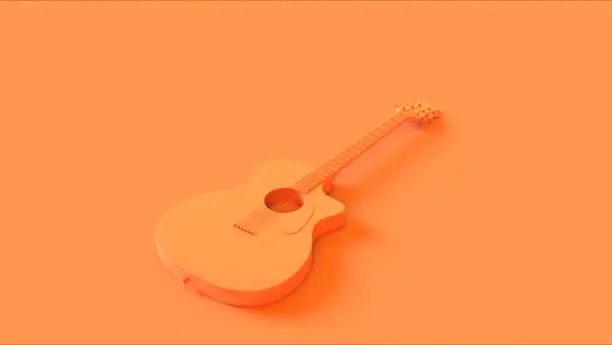Orange Peach Acoustic Electric Guitar / 3d illustration / 3d rendering