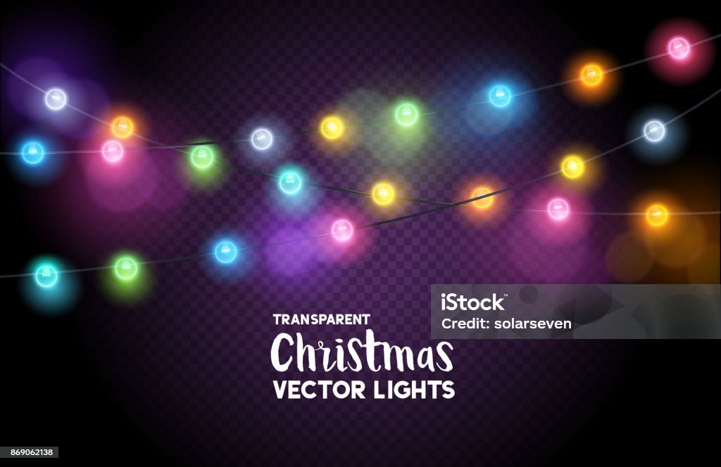 coloré de Noël guirlande lumineuse - clipart vectoriel de Guirlande lumineuse - Décoration de fête libre de droits