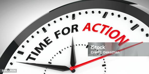 Clock Time For Action Stock Photo - Download Image Now - Motion, Planning, Plan - Document