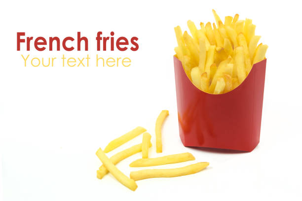French Fries on a white background cut in a crinkly shape.