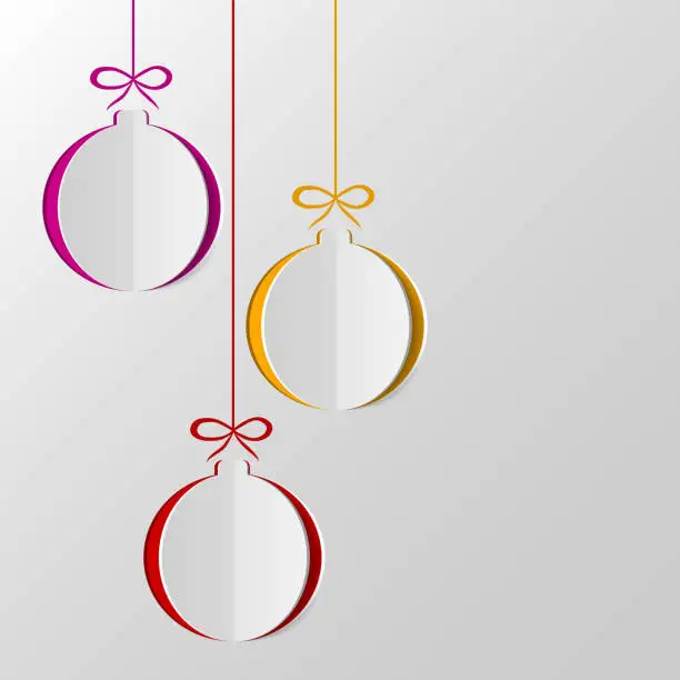 Vector illustration of Paper Christmas balls