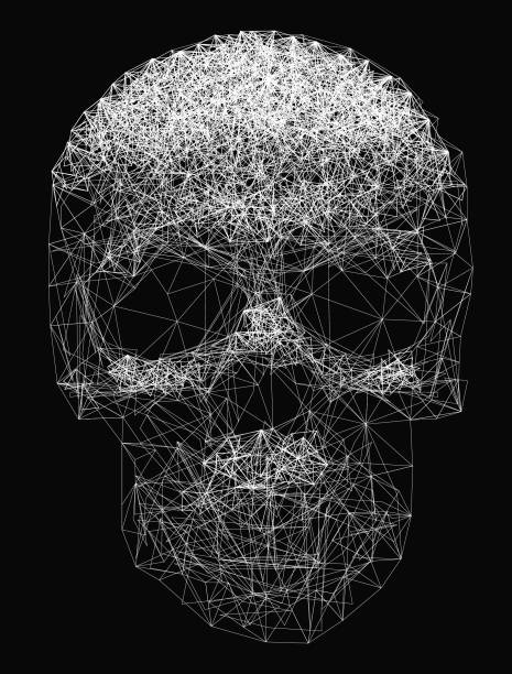 vector skull line- sztuka - triangle backgrounds connection three dimensional shape stock illustrations