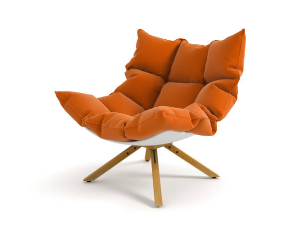 poltrona isolata su sfondo bianco rendering 3d - style armchair contemporary furniture foto e immagini stock