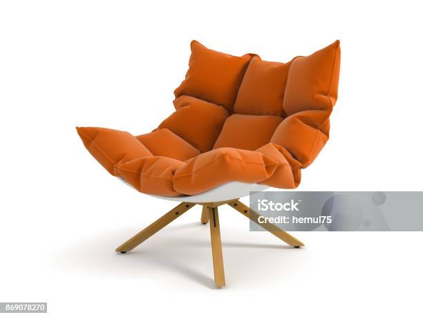 Armchair Isolated On White Background 3d Rendering Stock Photo - Download Image Now - Chair, Furniture, Cut Out