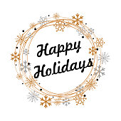 istock Happy Holidays text for winter celebration of Christmas and New Year. Calligraphy 869081372