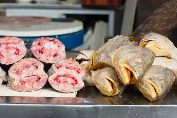 Photo of Fresh fishes typical regional food for sale in famous Ver-o-Peso public market in Belem do Para, Brazil