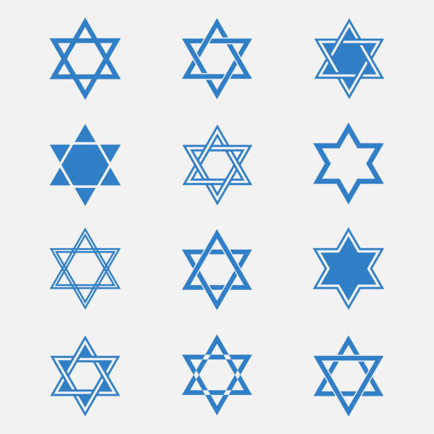 Star of David vector set Star of David vector set isolated from the background. Blue Jewish Star in flat style. Abstract icons Magen David or David Shield. Solomon Seal signs. word of god stock illustrations