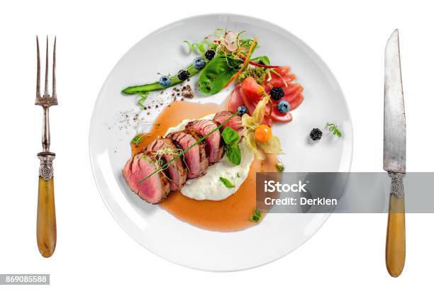 Medium Rare Meat Steak Stock Photo - Download Image Now - Plate, Gourmet, Food