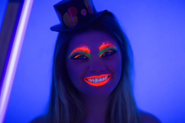Womens UV Lipstick Neon Orange Make Up Female Halloween Costume Womens UV Lipstick Neon Orange Make Up Female Halloween Costume