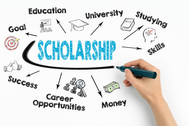 istock scholarship Concept. Chart with keywords and icons on white background 869099772