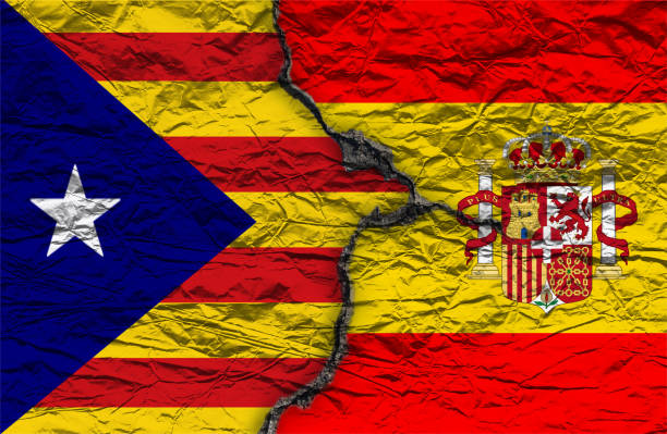istock Spain flag and Catalonia Flag 869103008