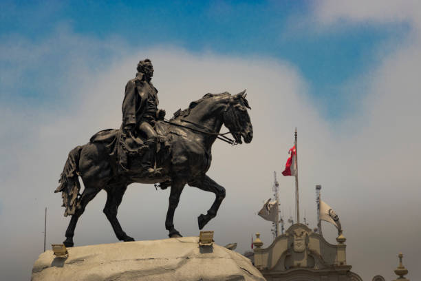 statue of the liberator san martin in the plaza de peru