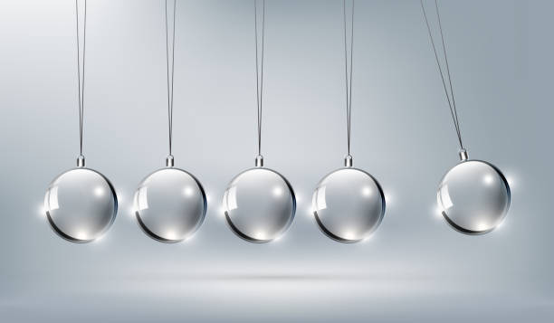 illustrations, cliparts, dessins animés et icônes de berceau de verre newtons shinny pour élément de design, illustration vectorielle - impact pendulum sphere newtons cradle