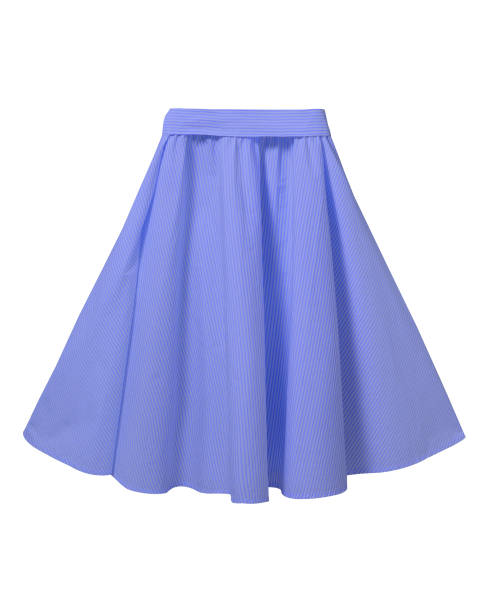 istock Blue stripped midi skirt with ribbon belt isolated on white background 869122736
