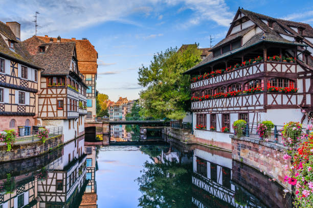 Strasbourg, France. Strasbourg, France. Traditional half timbered houses of Petite France. petite france strasbourg stock pictures, royalty-free photos & images